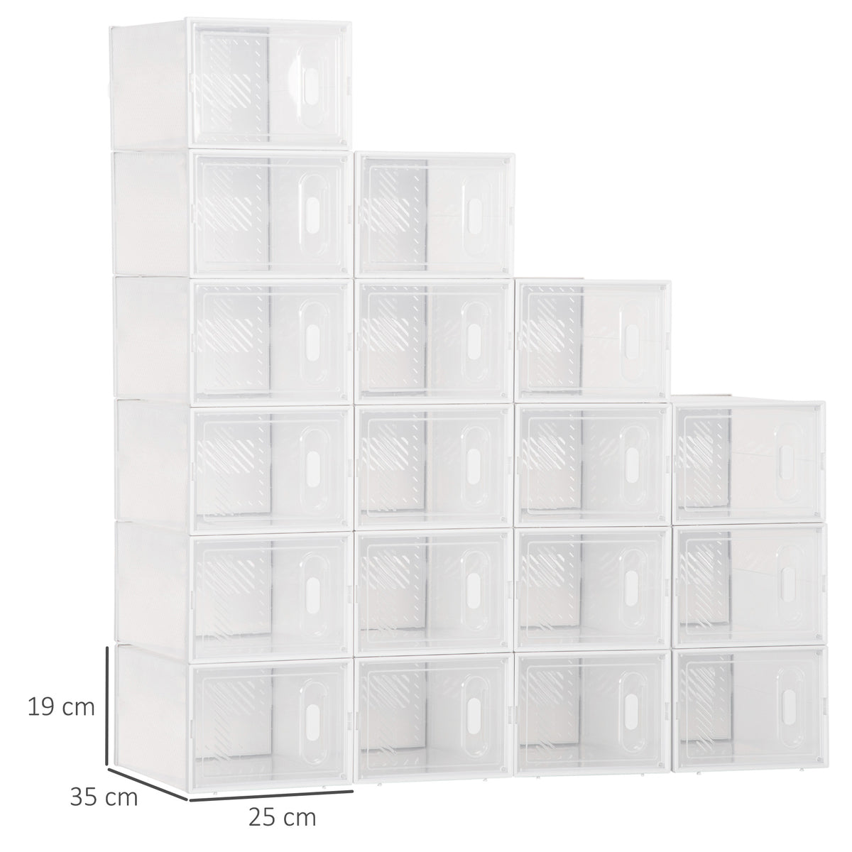 18PCS Clear Shoe Box, Plastic Stackable Shoe Storage Box for UK/EU Size up to 8.5/43 with Magnetic Door for Women/Men, 25 x 35 x 19cm