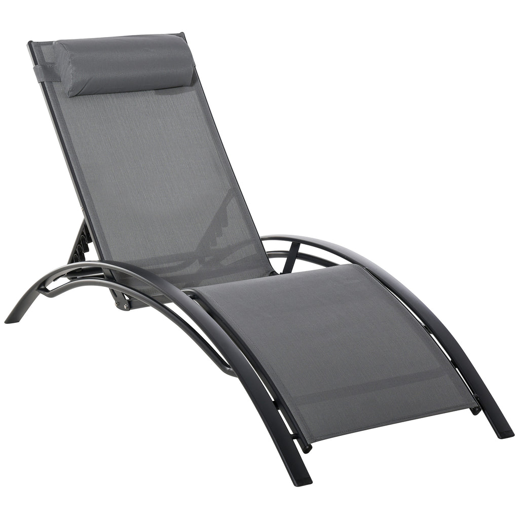 Gartenliege, Sonnenliege, verstellbare R¨¹ckenlehne, Aluminium, Grau