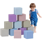 Softbausteine, 12 Würfel á 20 x 20 x 20 cm, pflegeleicht, kindersicher, für 1-3 Jahre, Kunstleder