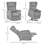 Relaxsessel, Aufstehhilfe, Liegefunktion, bis 200kg, 72,5x94x109cm, Grau