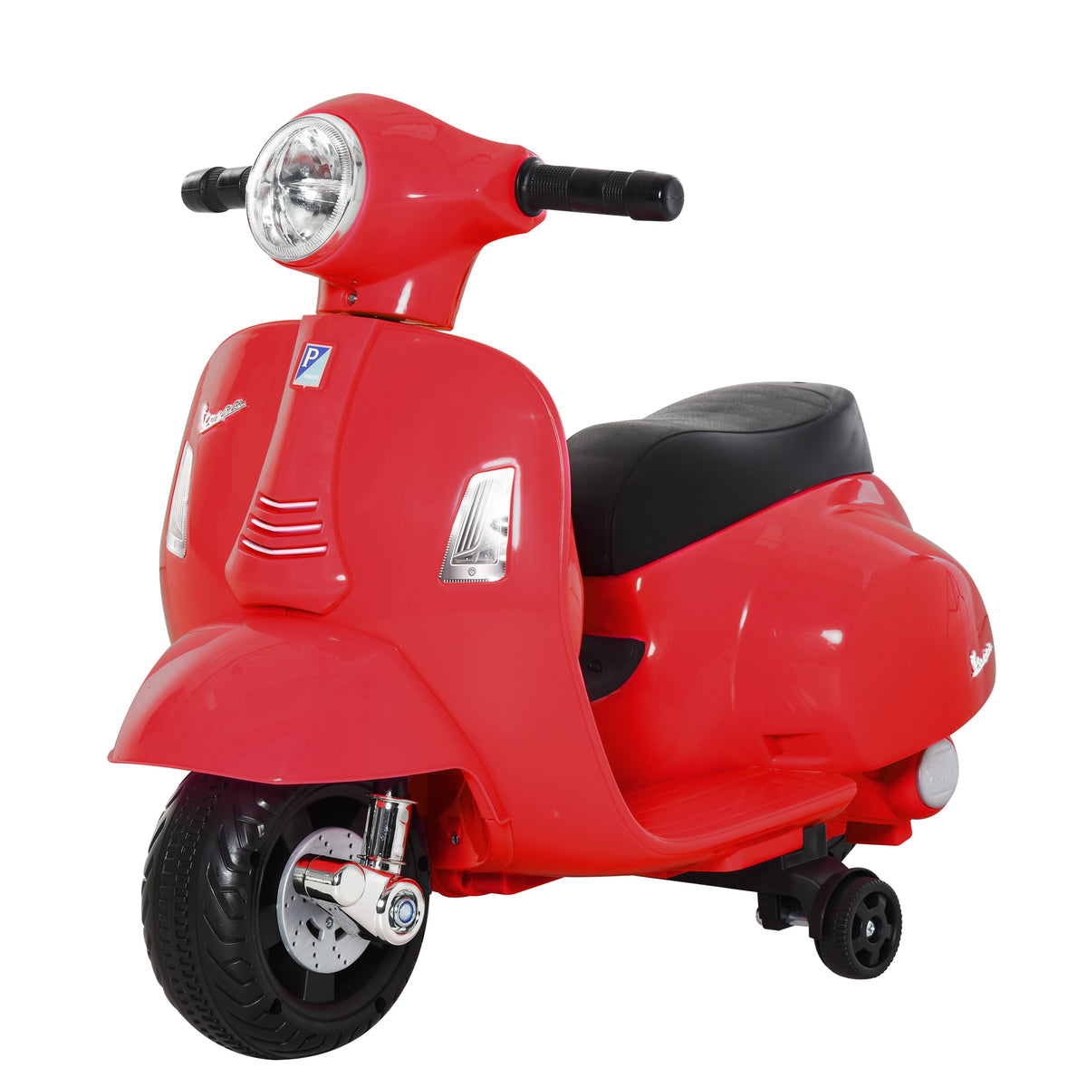 Elektro Kindermotorrad Vespa Elektromotorrad mit LED-Licht, Sound, Kinder Elektro Motorrad für Kinder von 18-36 Monate Rot