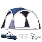 Kuppelzelt für 6-8 Personen, Pavillon, Schutz vor Sonne und Nieselregen, 3,5 x 3,5 x 2,22 m, Blau