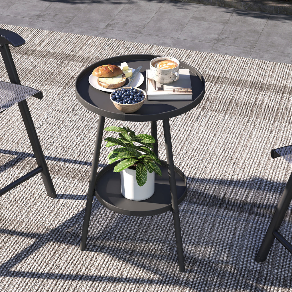 Two-Tier Metal Garden Table - Black