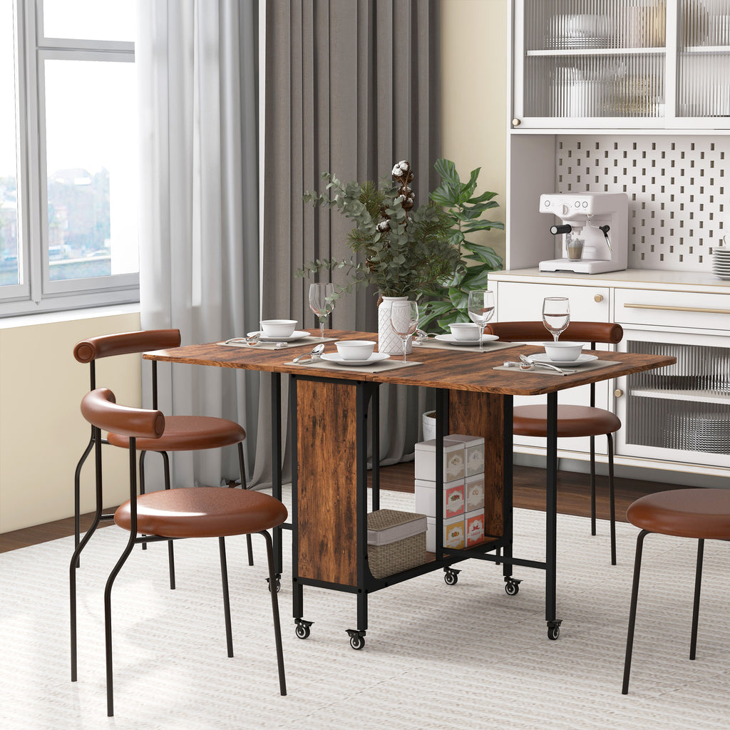 Six-Person Drop Leaf Dining Table - Rustic Brown/Black
