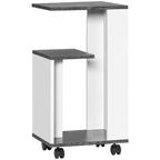 Nachtschrank, mit 4 Rollen, 3 Regale, 35 x 29,5 x 65,5 cm, Grau/Weiß