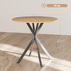 80cm Industrial Round Dining Table - White Oak