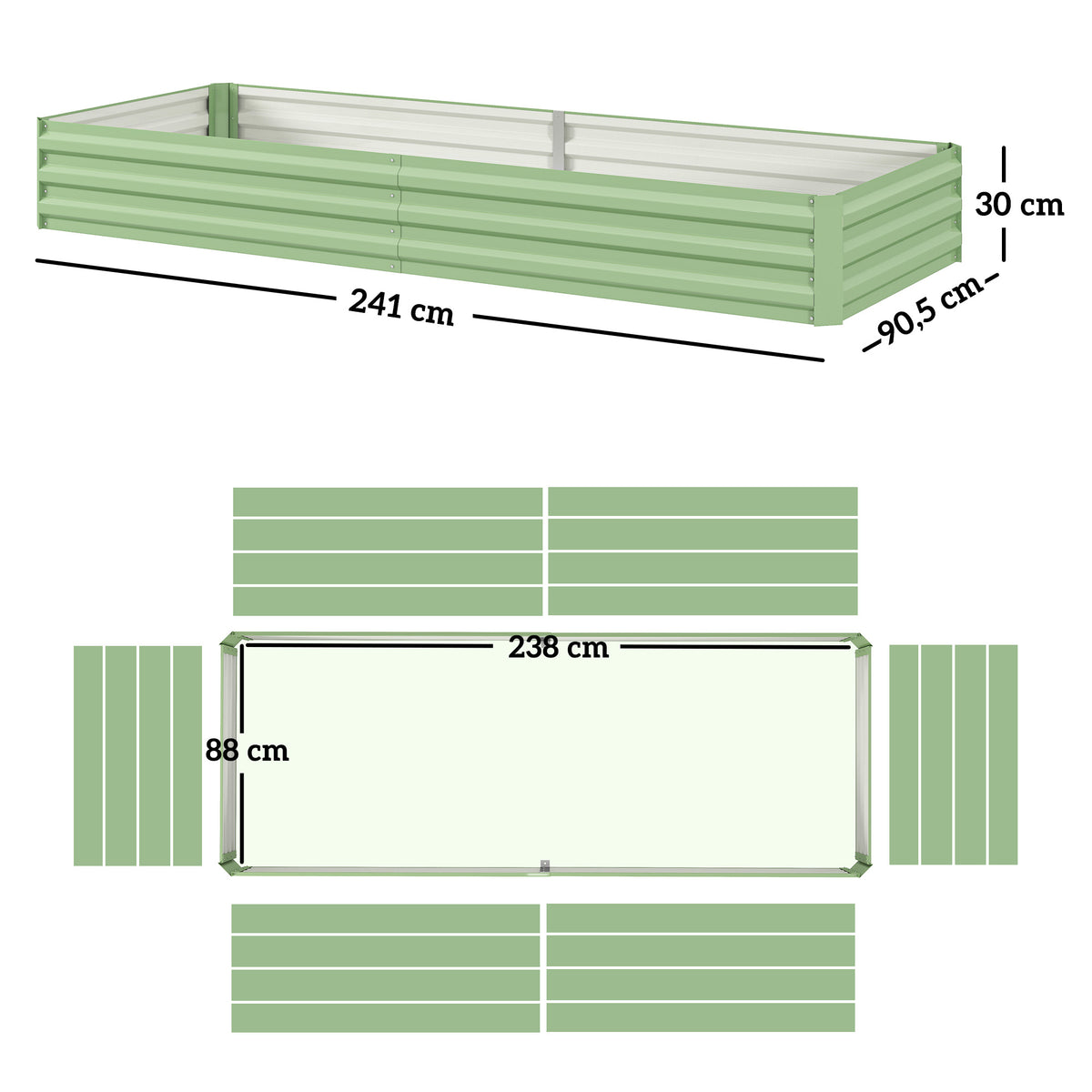 Metal Raised Garden Bed Planter Box Outdoor Planters for Growing Flowers, Herbs, Green, Light Green