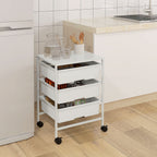 Beistellwagen mit R?dern, 3 K?rbe f¨¹r Transport und Aufbewahrung, K¨¹chenwagen, 40,8L x 33,5B x 60,5H cm, Wei?