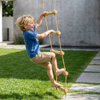 Strickleiter für Kinder 5-stufige Kletterleiter mit 2 Karabinern 2 Baumgurten für 3-8 Jahre 40 x 3,5 x 180 cm Naturholz