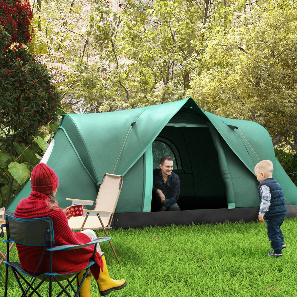 5 Man Camping Tent, Large Tunnel Tent, Water Resistant Hiking Shelter with Groundsheet and Carry Bag, Dark Green