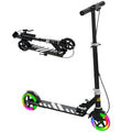 Scooter for Kids Aged 3-8 Years, with Adjustable Handle, Two Light Up Wheels, Handbrake, Rear Brake, Black