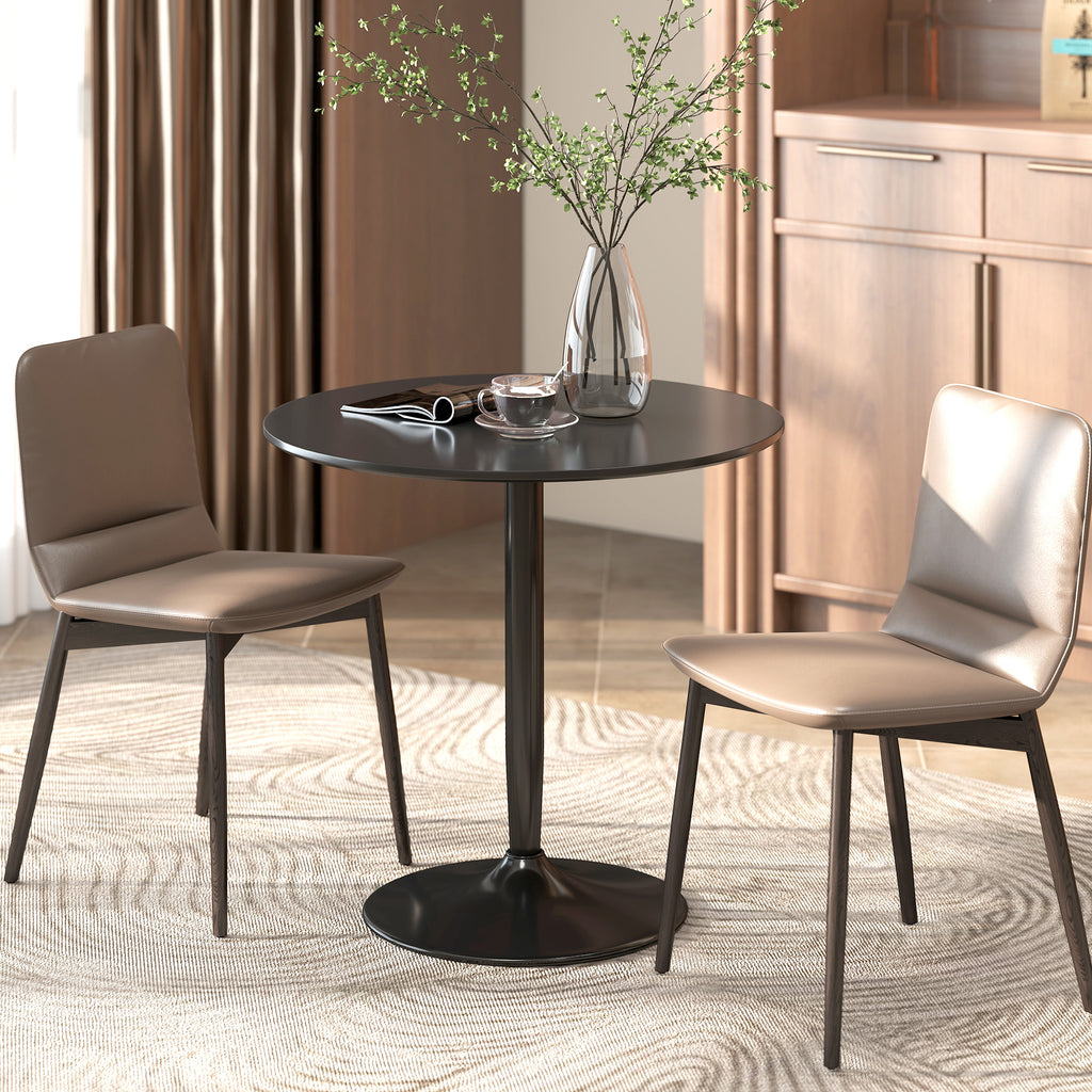 Esstisch für 2 Personen, runde Tischplatte Ø80 cm, MDF und Stahl, rutschfest, Schwarz, 75H cm