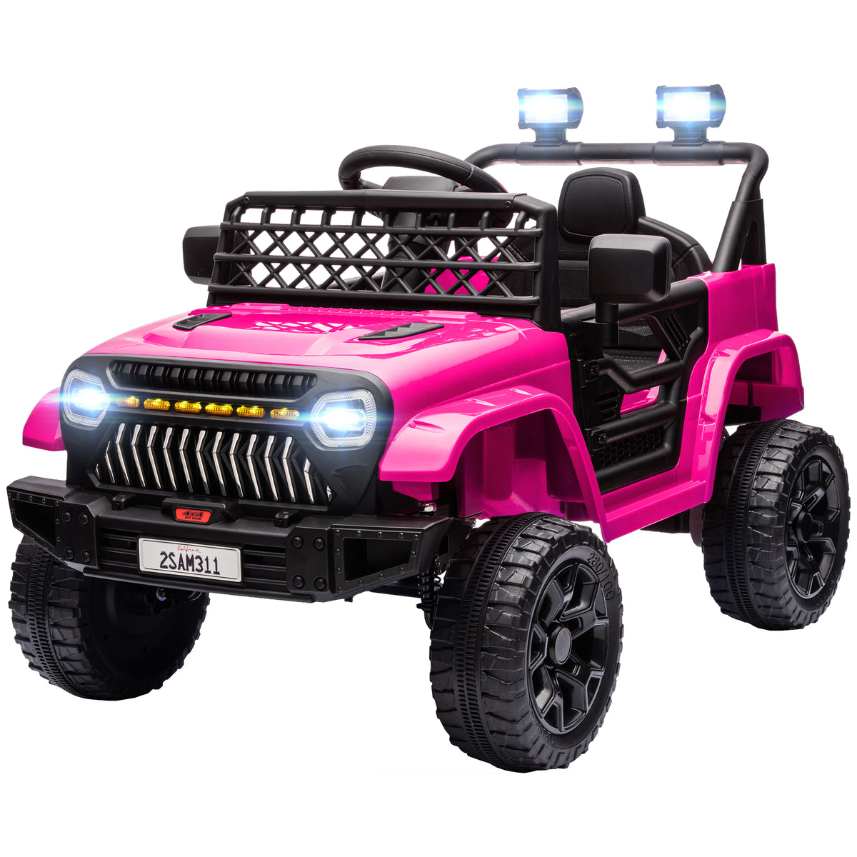 Kinder Elektroauto 12V Kinderauto Elektrisch mit 2,4 GHz Fernbedienung 2 Motor Hupe LED Musik für 3-8 Jahre Rosa
