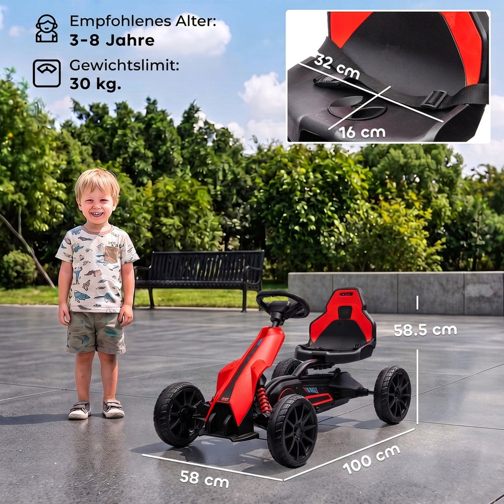 Kinder Elektro Gokart 12 V 3-5km/h Go Kart für 3-8 Jahre, Rot
