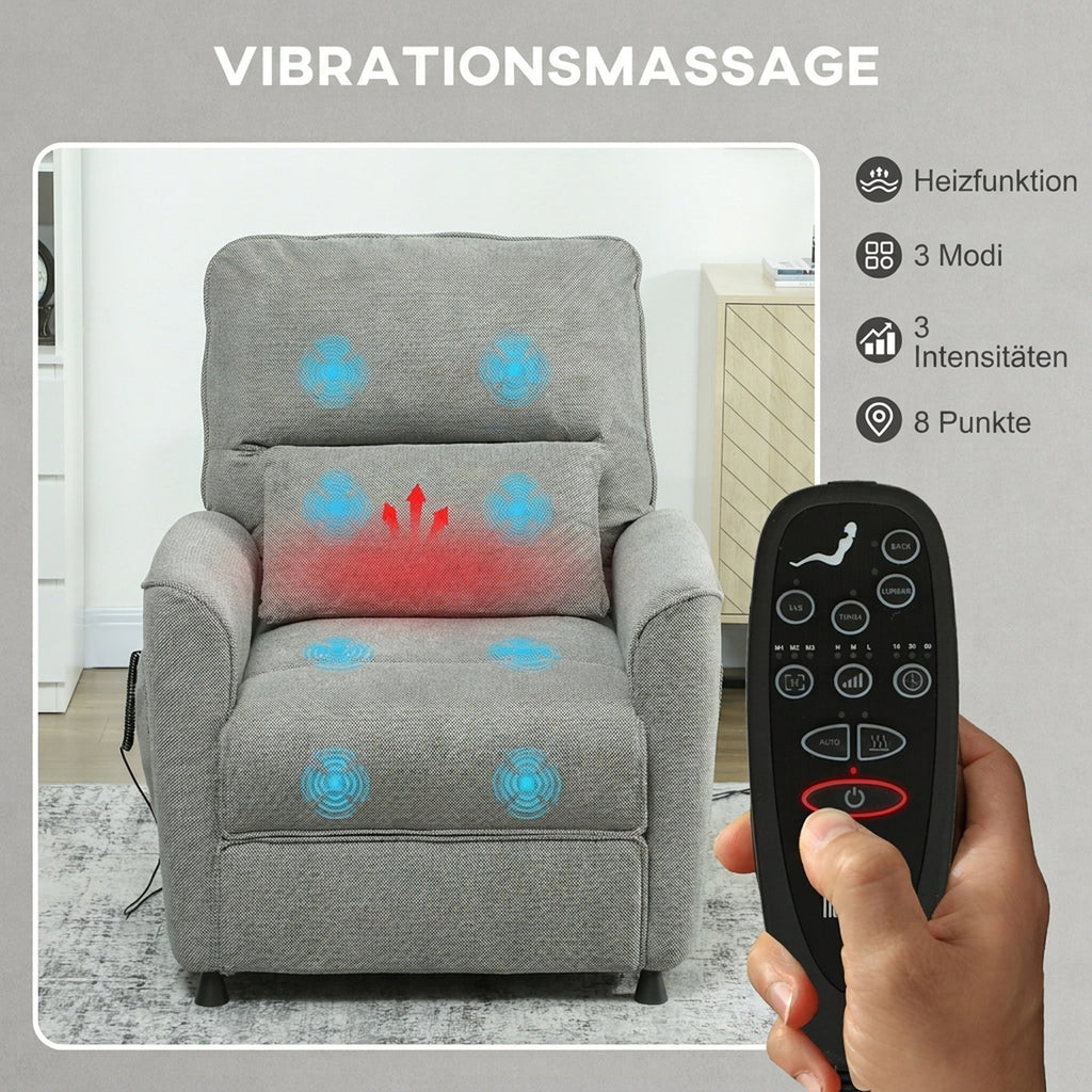 Relaxsessel Fernsehsessel Elektrisch mit Liegefunktion Heizung Vibrationsmassage