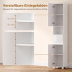 Badezimmerschrank Schmaler Badschrank mit verstellbaren Einlegeböden, 30 x 30 x 170 cm, Weiß