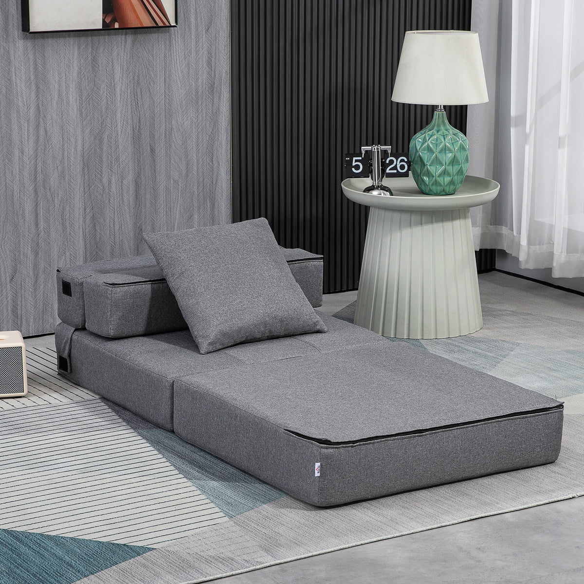 Schlafsessel Relaxsessel G?stebett. abnehmbarer Bezug, 70 cm x 70 cm x 61 cm, Dunkelgrau