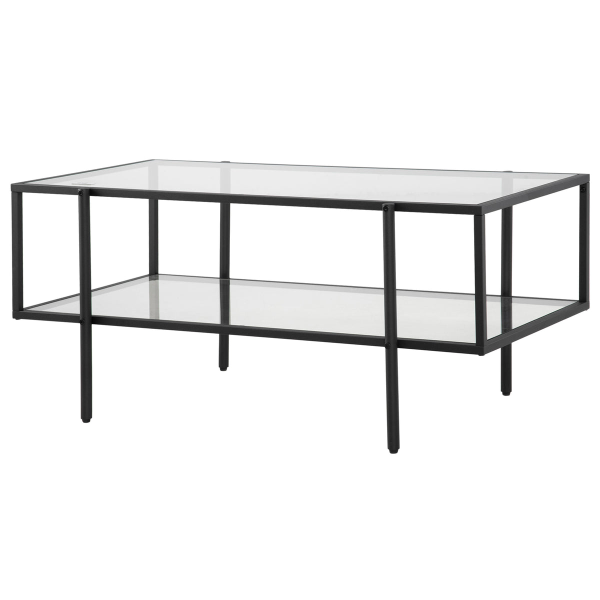 Couchtisch mit Ablage, verstellbare F¨¹?e, Stahlrahmen, Glasplatte, 100 x 55 x 45,5 cm, Wei?