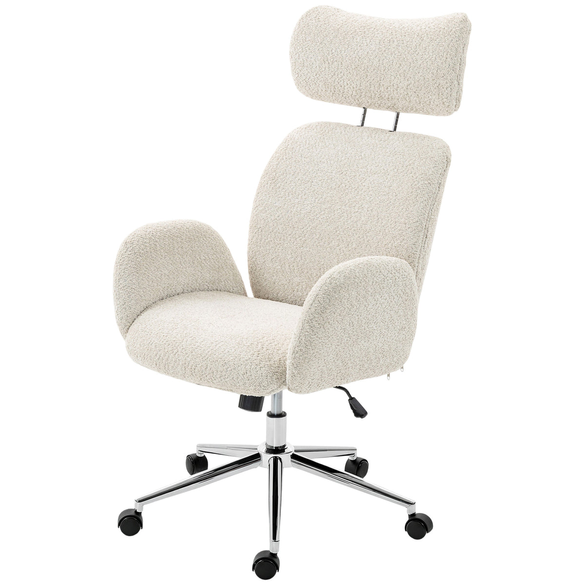 B¨¹rostuhl mit verstellbarer Kopfst¨¹tze, ergonomischer Schreibtischstuhl, Kippfunktion, h?henverstellbar, Grauwei?