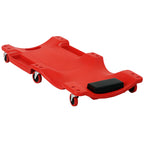 Mechanic Vehicle Creeper, Under-Car Rolling Crawler Board, with Headrest, Wheels, Red