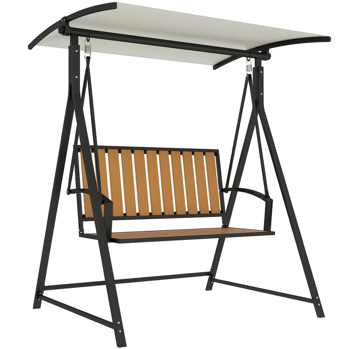 Hollywoodschaukel mit verstellbarem Sonnendach, 2-Sitzer Gartenschaukel 142 x 112 x 162cm, Schwarz