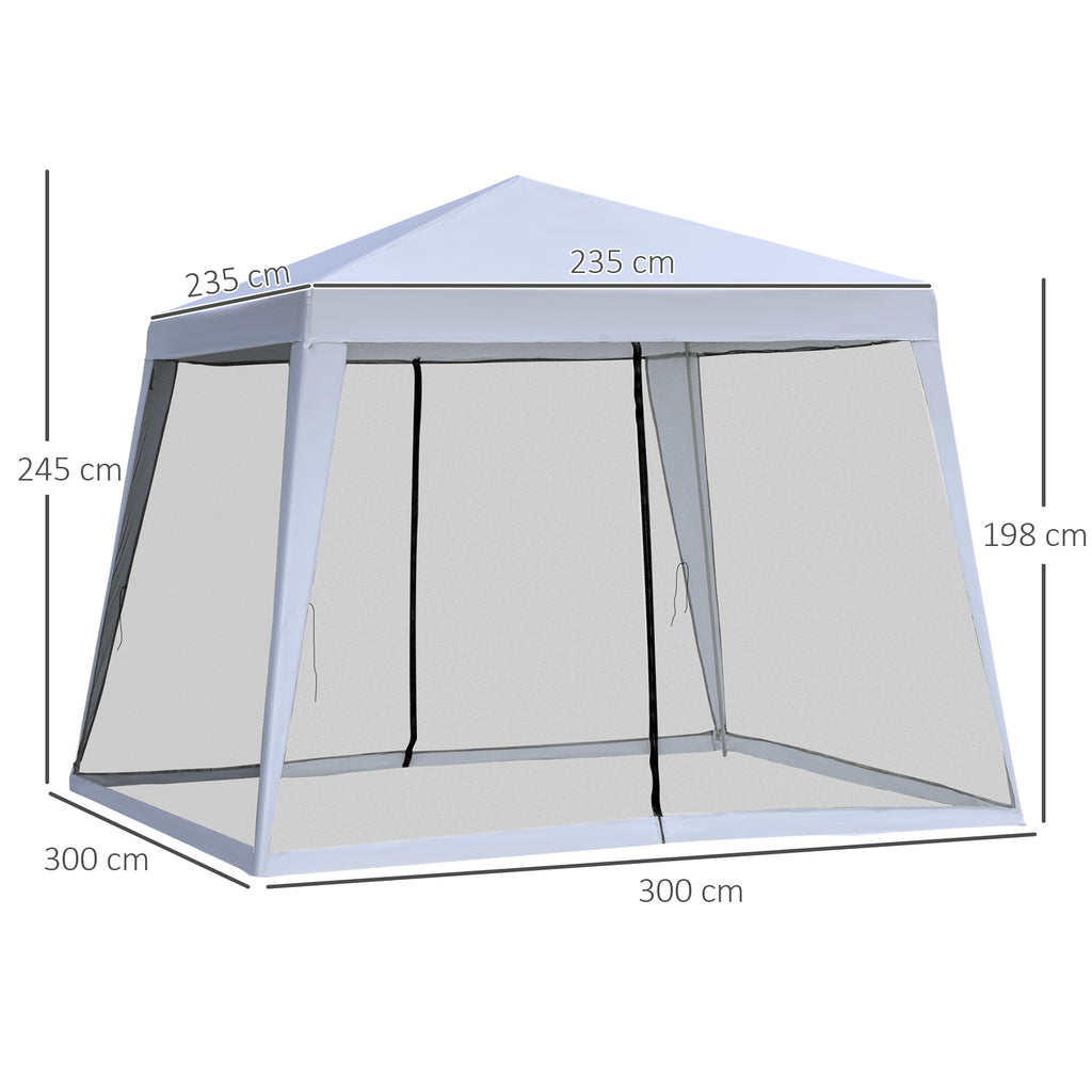 Gartenpavillon Pavillon Festzelt Partyzelt wetterfest Zelt mit Moskitonetz Metall + Polyester Grau 3 x 3 m