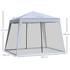 Gartenpavillon Pavillon Festzelt Partyzelt wetterfest Zelt mit Moskitonetz Metall + Polyester Grau 3 x 3 m