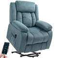 Aufstehsessel mit weichem Bezug, Recliner-Sessel mit Fernbedienung und Seitentaschen, Blau