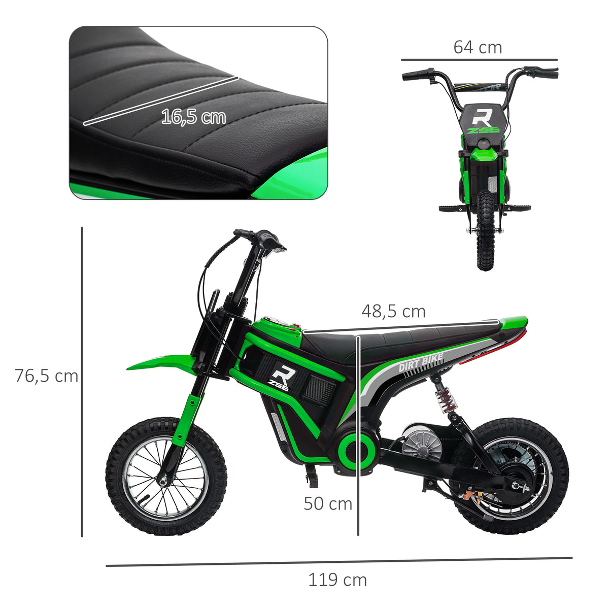 Elektro-Kindermotorrad, 24V Motor, einstellbare Geschwindigkeit, Musik & Lichter, Gr¨¹n