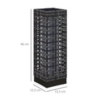 Außenleuchte mit Solarmodul, Einschaltautomatik, 8 h Betriebszeit, Rattanoptik, Stahl, 15,5 x 15,5 x 46 cm, Grau