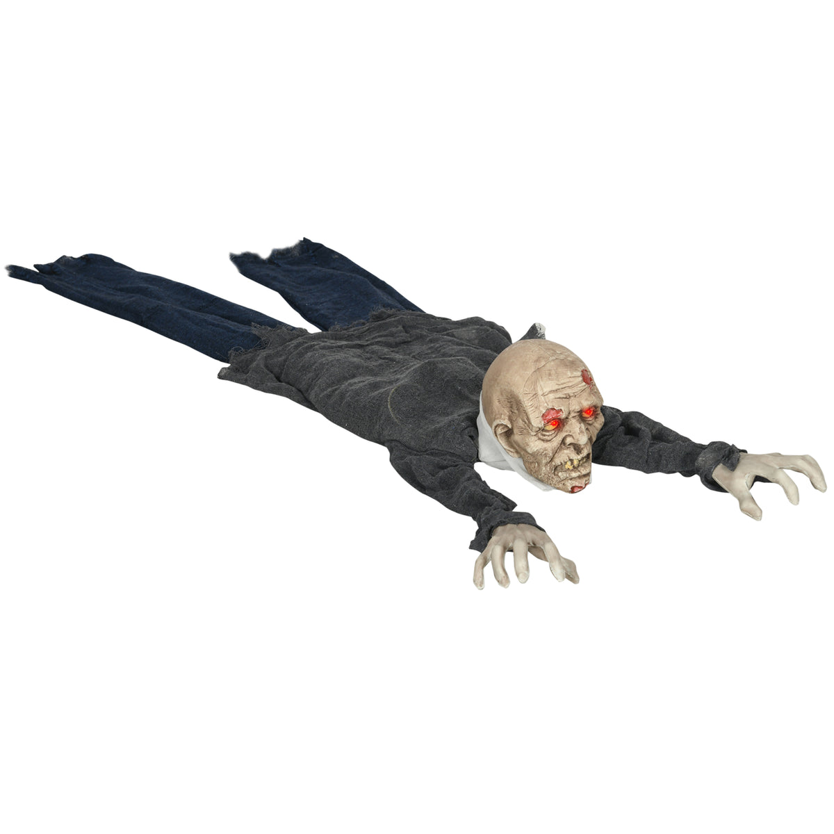 Halloween-Dekoration Zombie, LED-Augen, heult und kriecht, Geräusch- & Bewegungssensor, batteriebetrieben, 159 cm