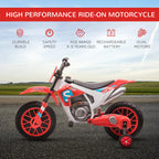 Elektro Kindermotorrad Elektromotorrad Kinder 3-8 km/h Elektro Motorrad mit 2 Stützrädern für Kinder ab 3 Jahre Rot+Weiß
