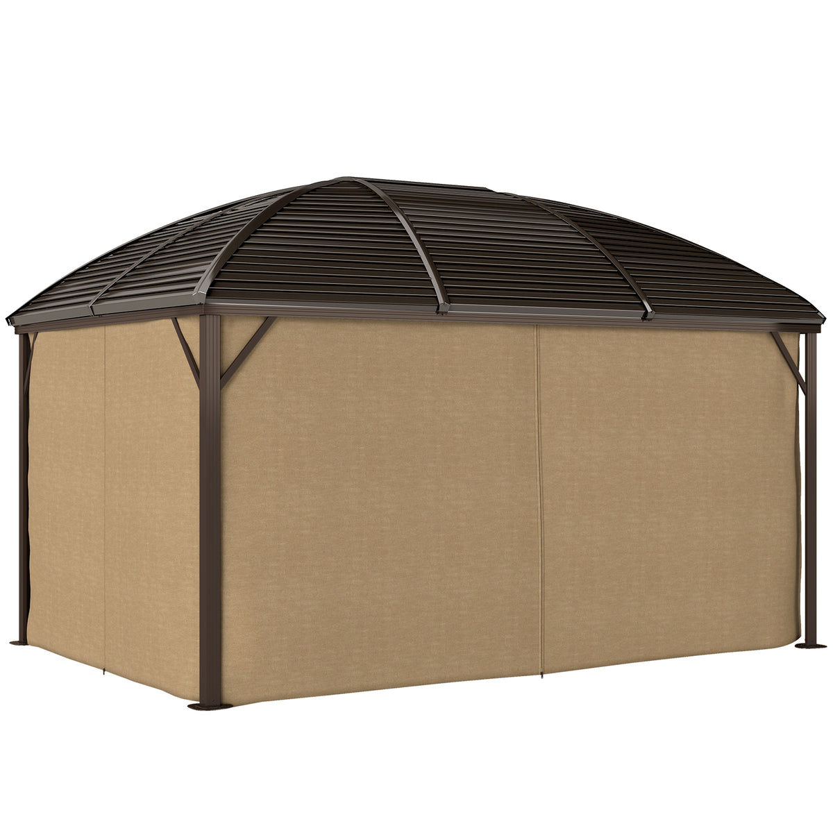 Gartenpavillon, Partyzelt, Festzelt, 4 x Doppel-Seitenteile, wasserdicht, 2 Laternenhaken, ca. 4 x 3 x 2,8 m, Braun