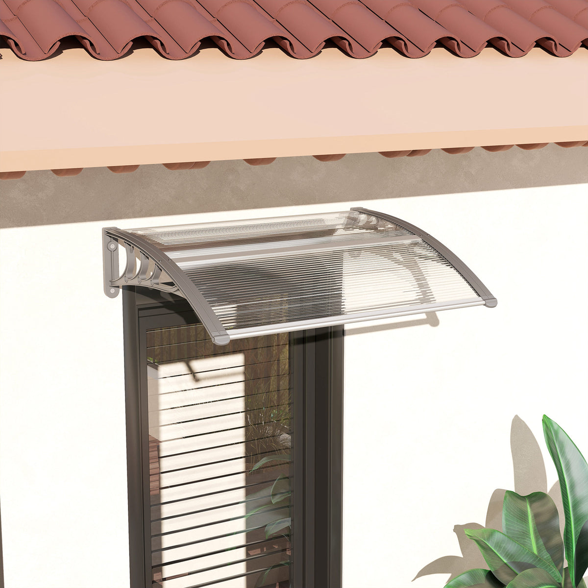 Vordach, Haust¨¹rvordach, ¨¹berdachung f¨¹r Eing?nge und Fenster, 100L x 75B x 23H cm, Silber