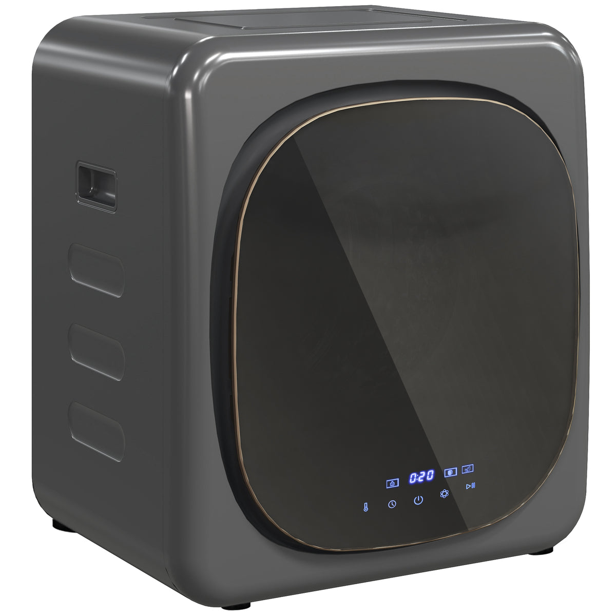 Ablufttrockner 2,5 kg mit Smart-Modus, 800 W Kompakttrockner mit Edelstahltrommel, Grau