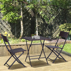 2-Seater Rattan Bistro Set: 1 x table, 2 x chairs-Brown
