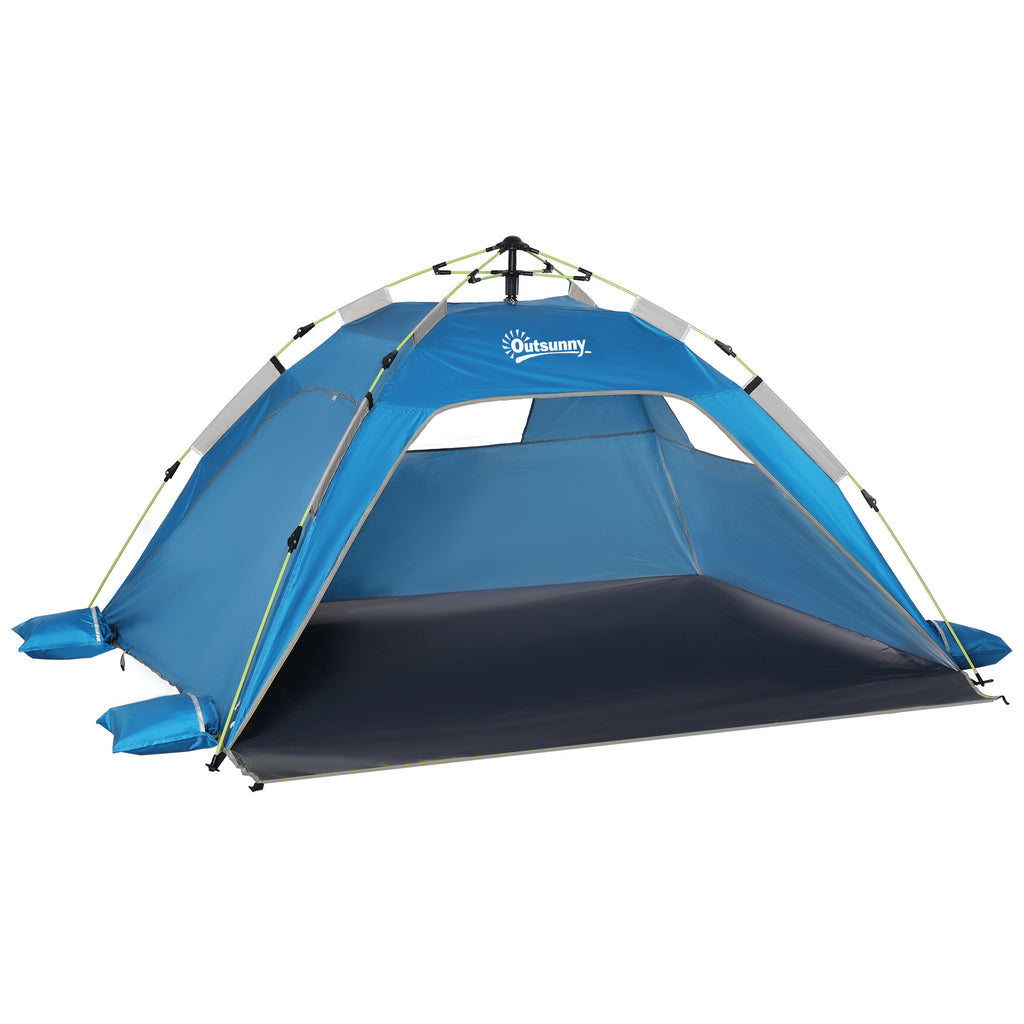 Beach Tent for 1-2 Person Pop-up Design with 2 Mesh Windows & 2 Doors Sky Blue