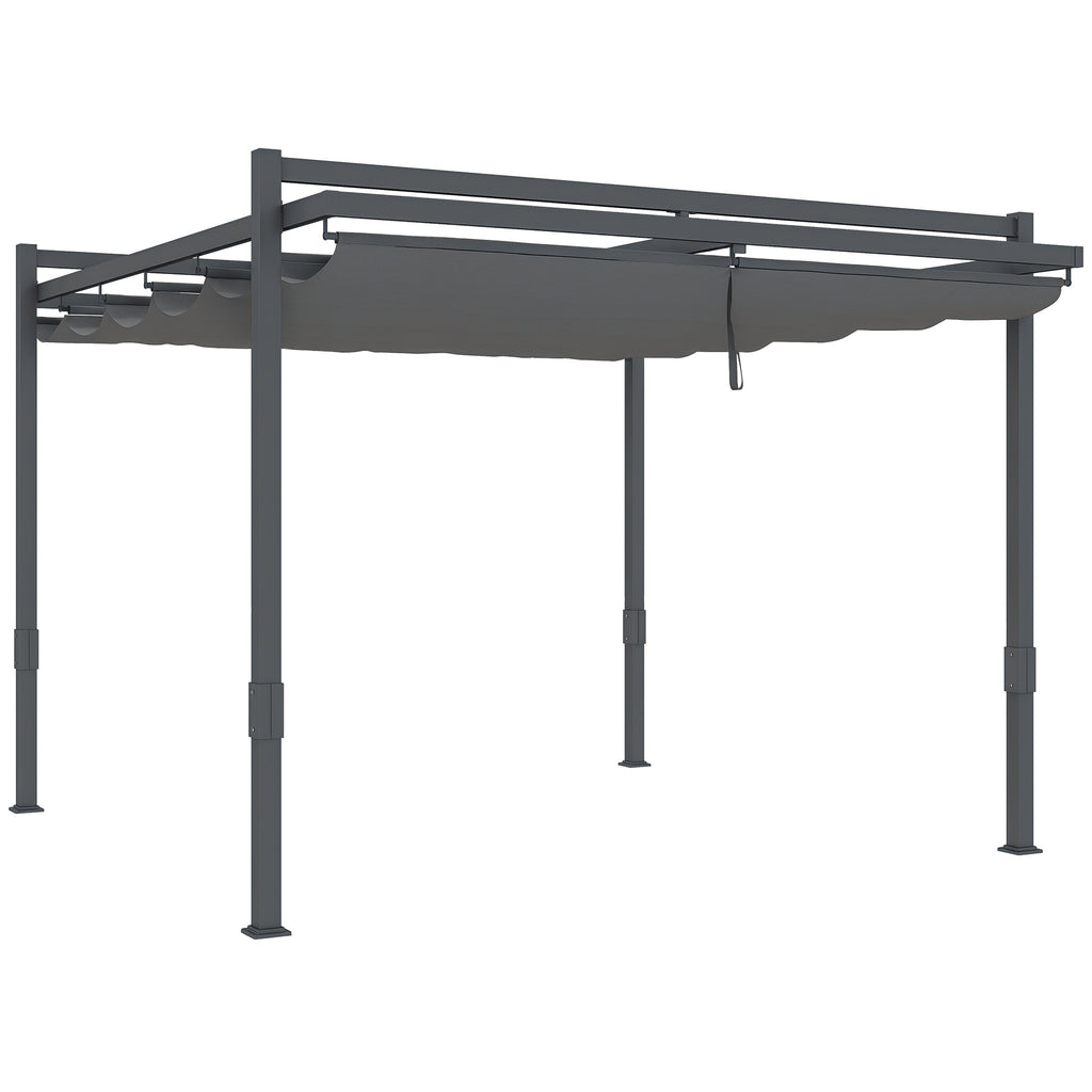 Pergola Pavillon ca. 3,5x3m Aluminium Stabil winterfest Sonnenschutz mit verstellbares Schiebedach Grau