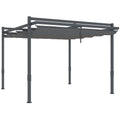 Pergola Pavillon ca. 3,5x3m Aluminium Stabil winterfest Sonnenschutz mit verstellbares Schiebedach Grau