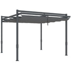 Pergola Pavillon ca. 3,5x3m Aluminium Stabil winterfest Sonnenschutz mit verstellbares Schiebedach Grau