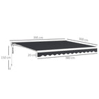 Markise, elektrisch/manuell ausfahrbar, Halbkassette, Fernbedienung, Aluminiumrahmen, 4 x 3 m, Grau