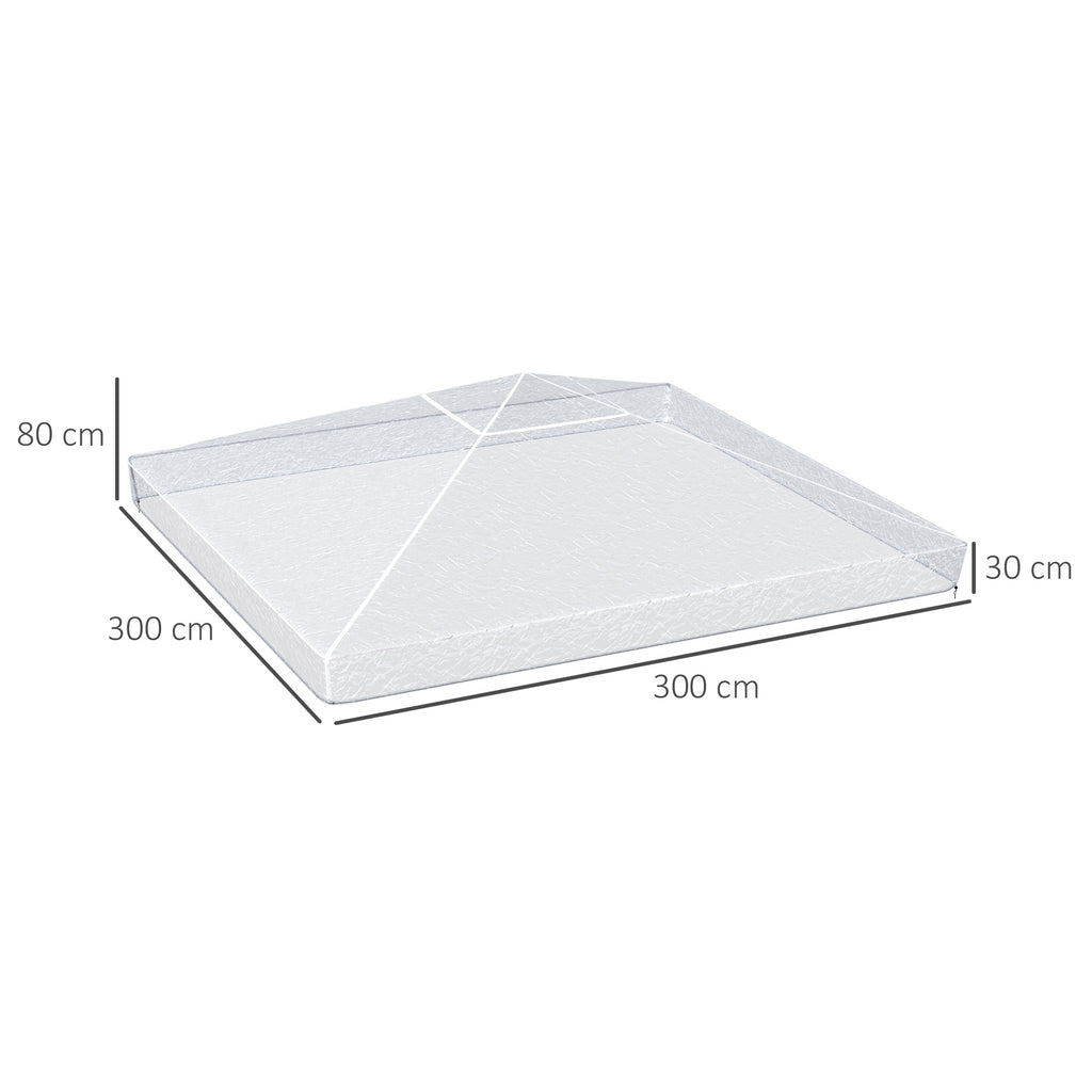 Pavillon-Regenabdeckung, Gartenpavillon-Schutz, windfest, wasserfest, Kunststoff-Plane, 300L x 300B x 80H cm