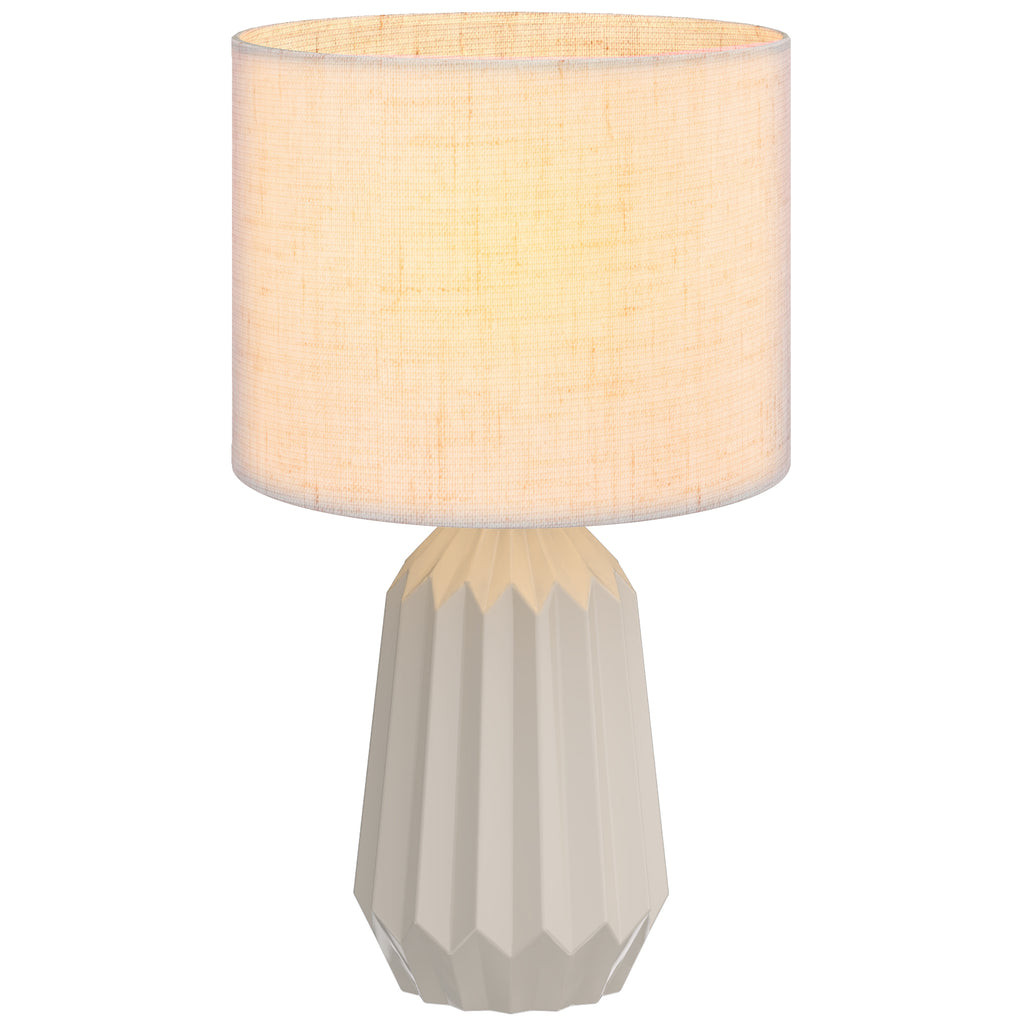 Tischlampe, Tischleuchte, Nachttischlampe mit Leinenschirm, Wippschalter, Schreibtischlampe, 22 x 22 x 39 cm, Beige