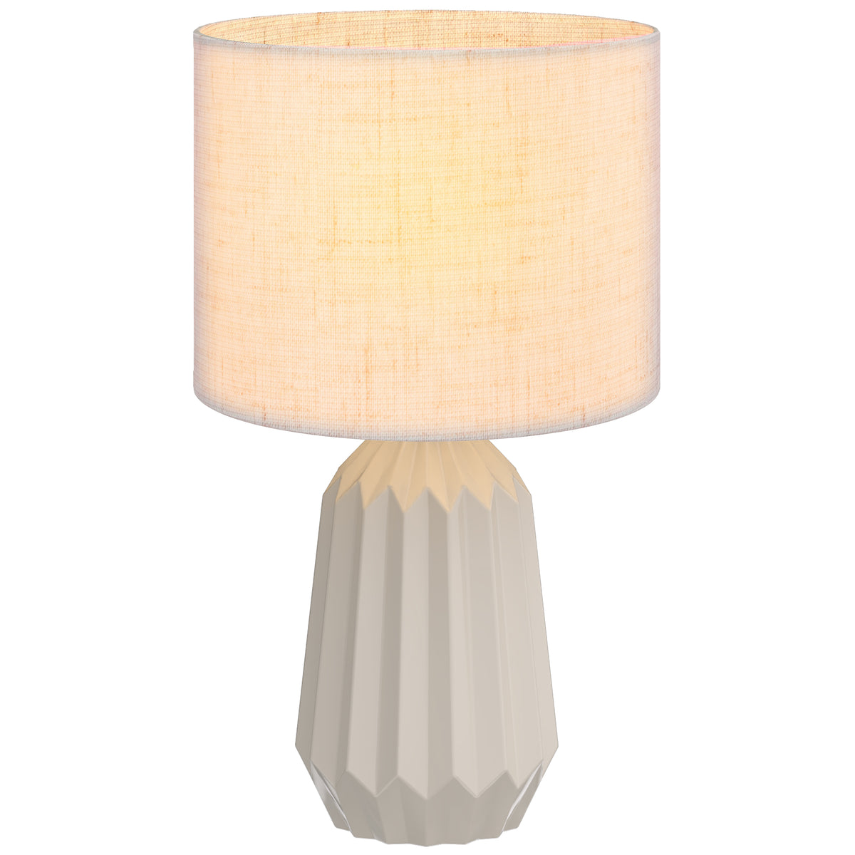 Tischlampe, Tischleuchte, Nachttischlampe mit Leinenschirm, Wippschalter, Schreibtischlampe, 22 x 22 x 39 cm, Beige