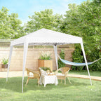  Faltpavillon 2,4x2,4m Pavillon Faltzelt mit UV-Schutz, Partyzelt inkl. Tragetasche für Garten, Balkon, Stahl Weiß