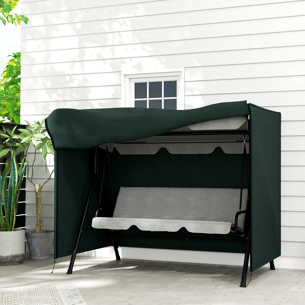 205 x 124cm Three-Seater Swing Chair Protective Cover Deep Green