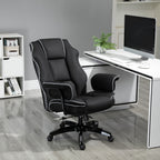  B¨¹rostuhl, Ergonomisch Schreibtischstuhl mit Liegefunktion, Drehfunktion, H?henverstellbar Computerstuhl f¨¹r Home-Office, Kunstleder, Schwarz