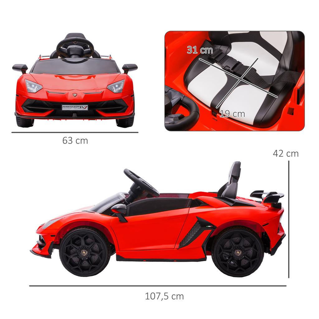 Elektro-Kinderauto, lizenzierter Lamborghini Aventador, Fl¨¹gelt¨¹ren, Musik, Hupe, f¨¹r 3-5 Jahre, rot