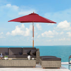 2m Tilting Wooden Pole Parasol - Wine Red