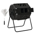 Kompostbehälter mit 2 Behältern, 160 L Fassungsvermögen, drehbar, 71 cm x 65 cm x 96 cm, Schwarz
